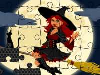 Пазлы с ведьмочками: собирать картинку с колдуньей из кусочков