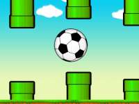Летающий футбольный мяч: кликать и проходить между зелеными трубами