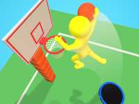 3D Спортивный прыжок на батуте: подниматься и кидать мяч в баскетбольное кольцо