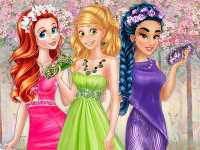 Весенние платья принцесс: подбери разноцветные наряды для девочек