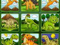 Открывать картинки с динозаврами и складывать в пары по памяти - головоломка